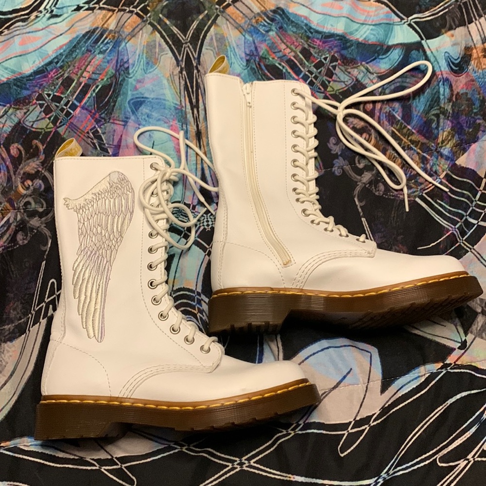 Authentic, leather Dr. Martens Celeste white Angel boots never been worn -Rare!